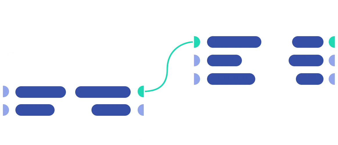 Abstract illustration of two connected nodes with input and output ports